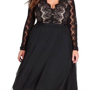 City Chic Black Lace Tulle Dress!